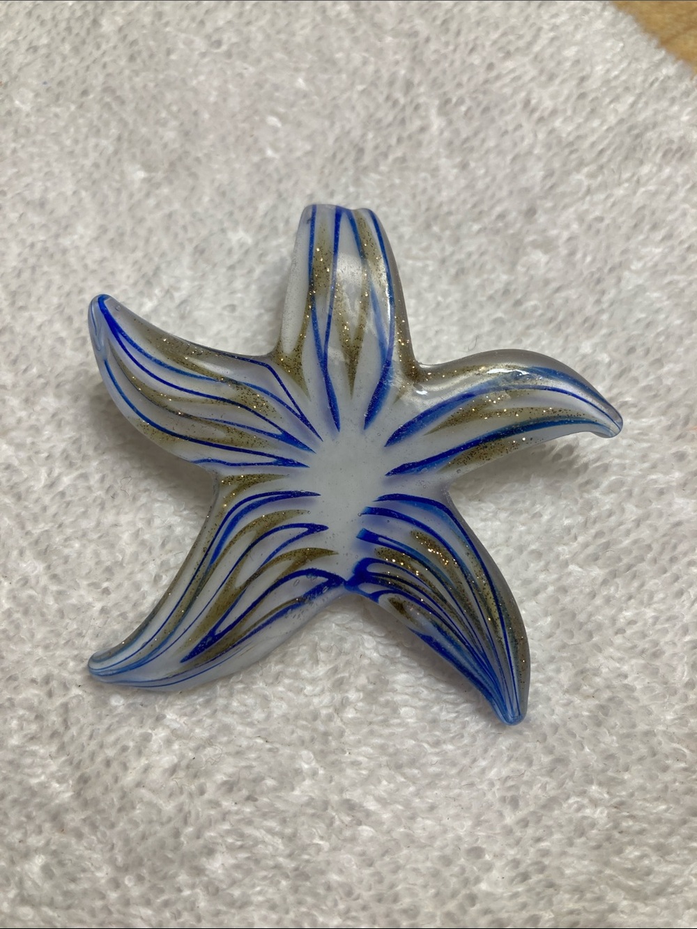 Handblown Glass Starfish Décor - Blue and Gold